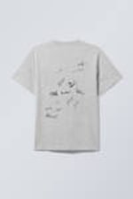 Light Grey - Fussball Team - Boxy Graphic Printed T-Shirt - 1