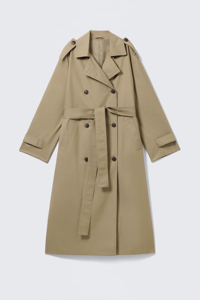 Ylisuuri kaksirivinen trenssitakki - Beige - 1