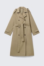 Beige - Oversized Double-Breasted Canvas Trench Coat - 5