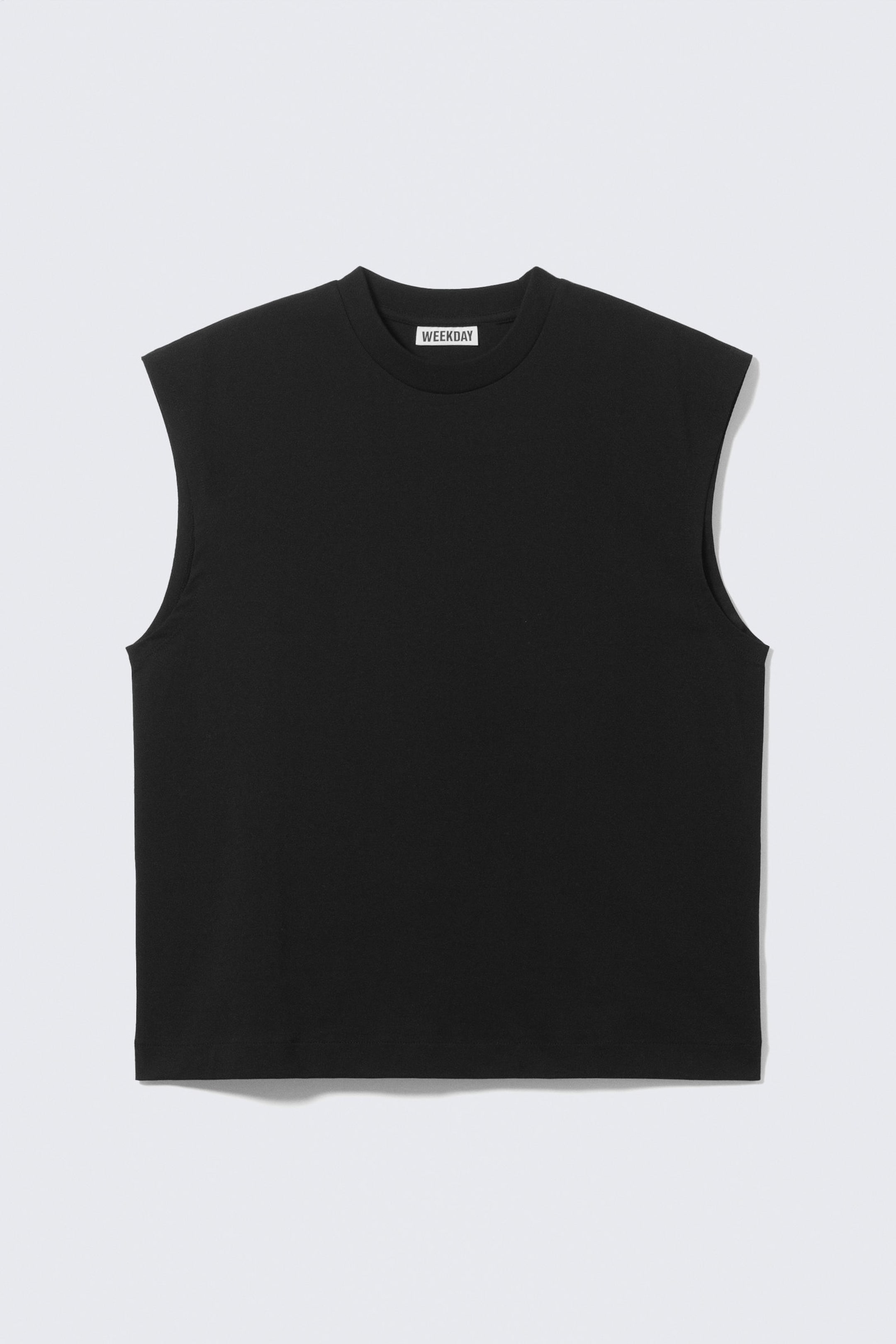 Black - Loose Fit Square Cotton Tank Top - 3