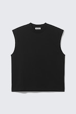 Black - Loose Fit Square Cotton Tank Top - 0