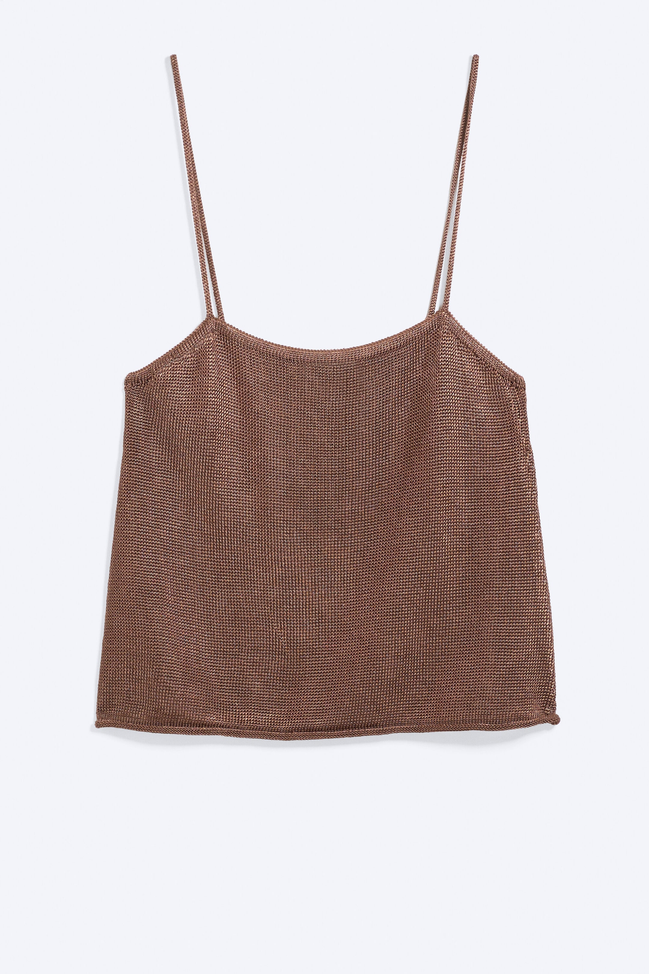 Braun - Gestricktes Camisole mit eckigem Ausschnitt - 3