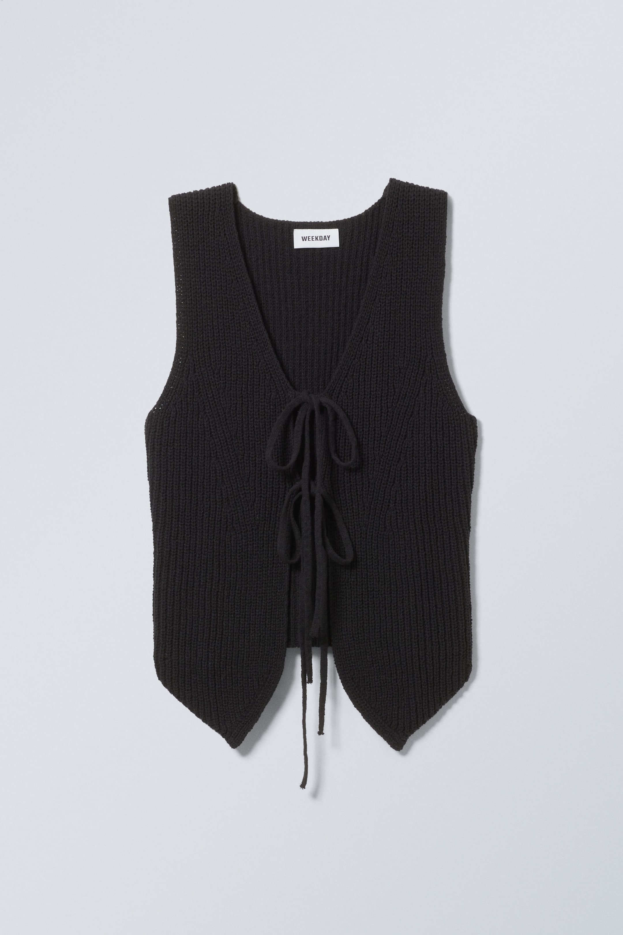 Schwarz - Schmale Strickweste - 0