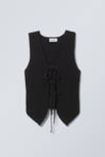 Schwarz - Schmale Strickweste - 0