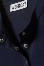 Dark Blue - Slim Long-Sleeved Buttoned Cardigan - 1