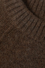 Dark Brown Melange - Relaxed Knitted Wool Sweater - 7