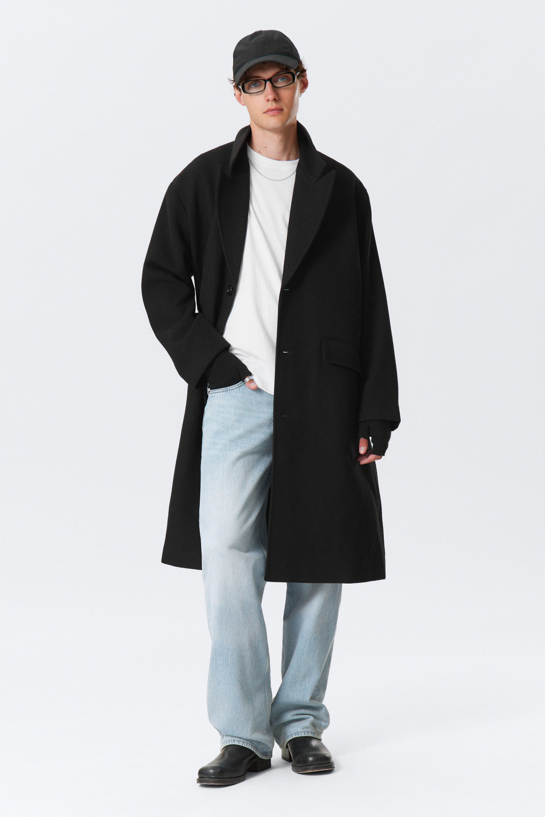 Black - Single Breasted Wool-blend Coat - 2