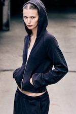 Svart - Slim-fit hettejakke - 3