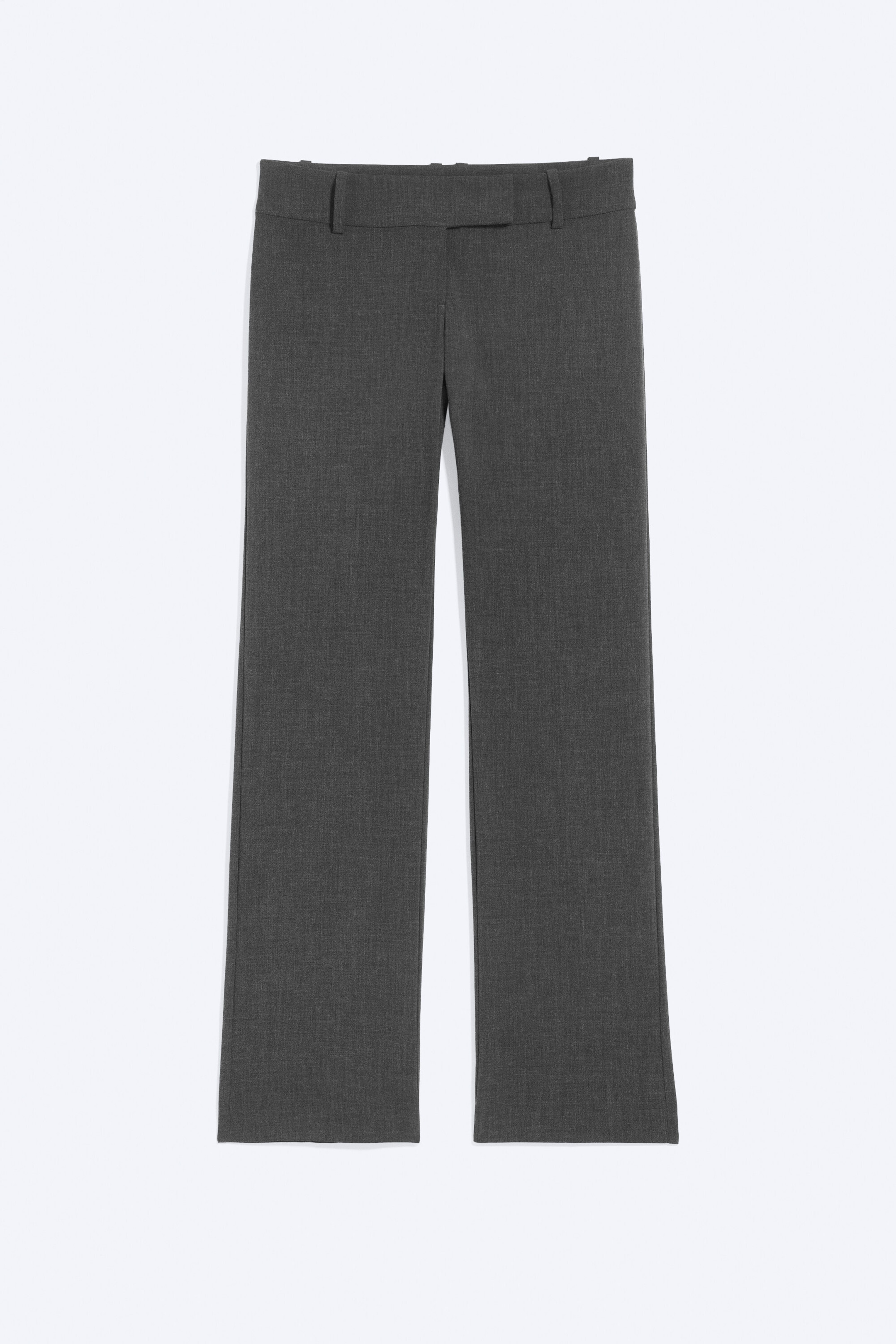 Dark Grey Melange - Low-Rise Straight Suiting Trousers - 4