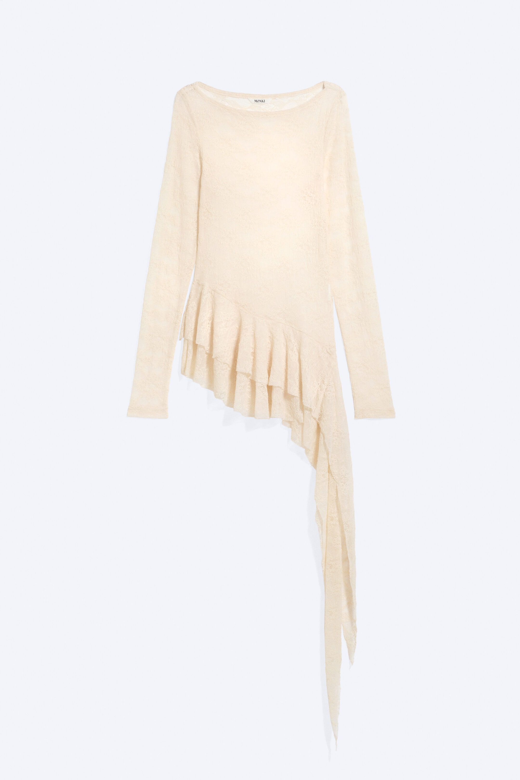Dusty White - Asymmetric lace long-sleeve - 4