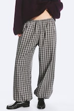 Gris foncé à carreaux - Pantalon ballon tissé taille basse - 1