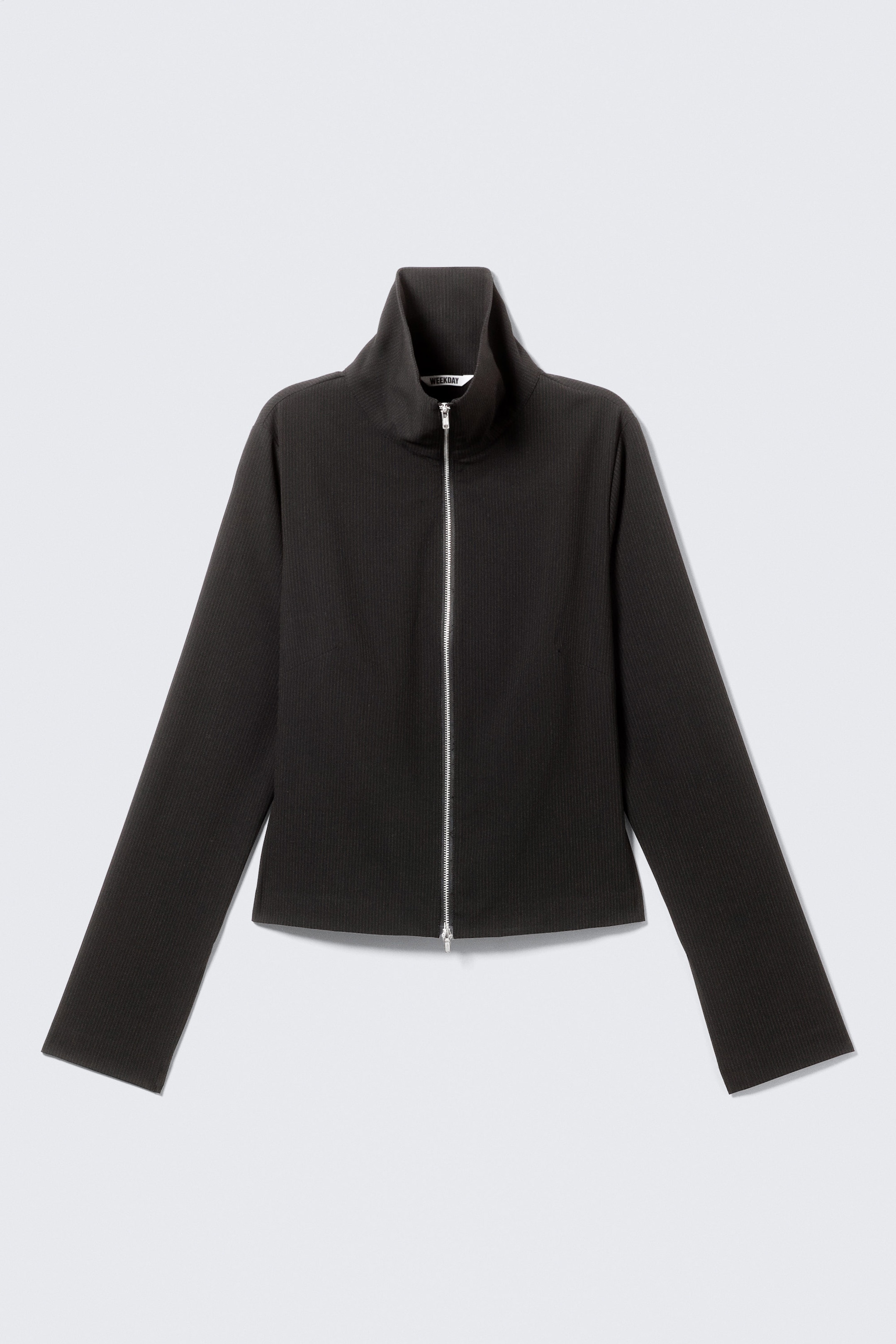 Striped Black - Slim Long-Sleeved Zip Shirt - 4