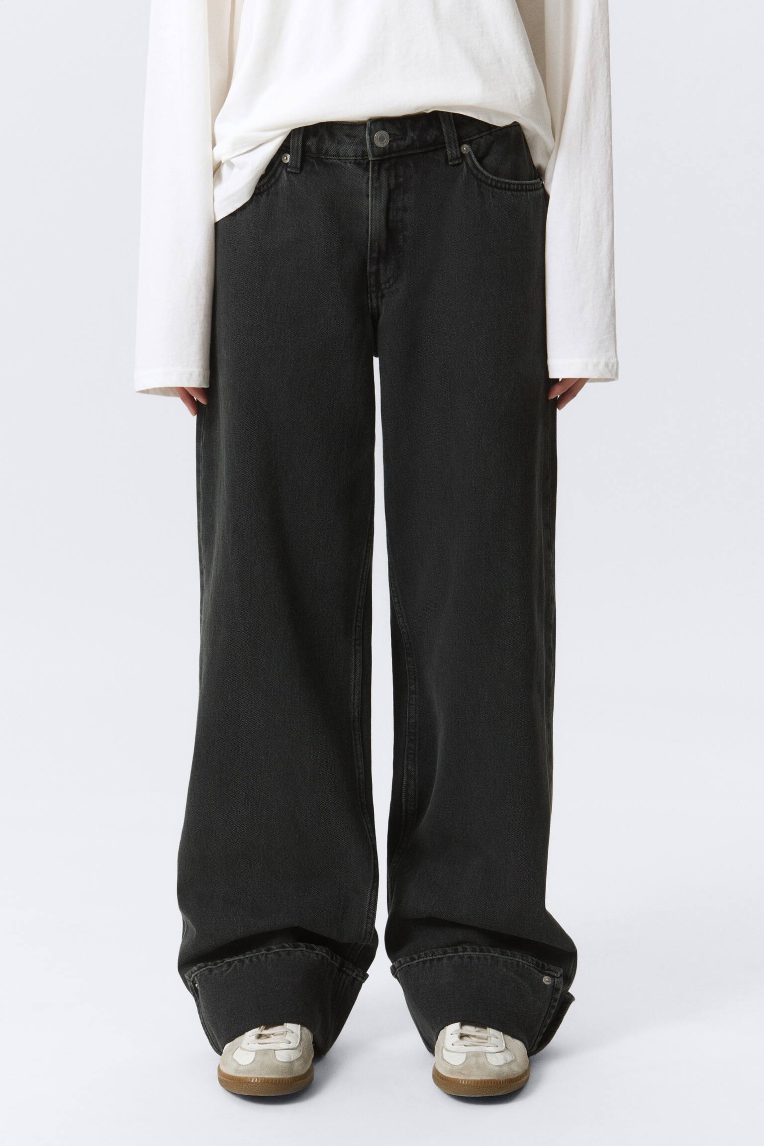 Jean ample taille basse à jambes larges et ourlets - Elegie Black - Noir - 7