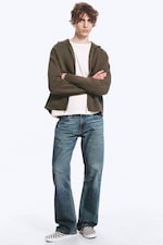 Khakigrön - Stickad zip-through-hoodie - 2