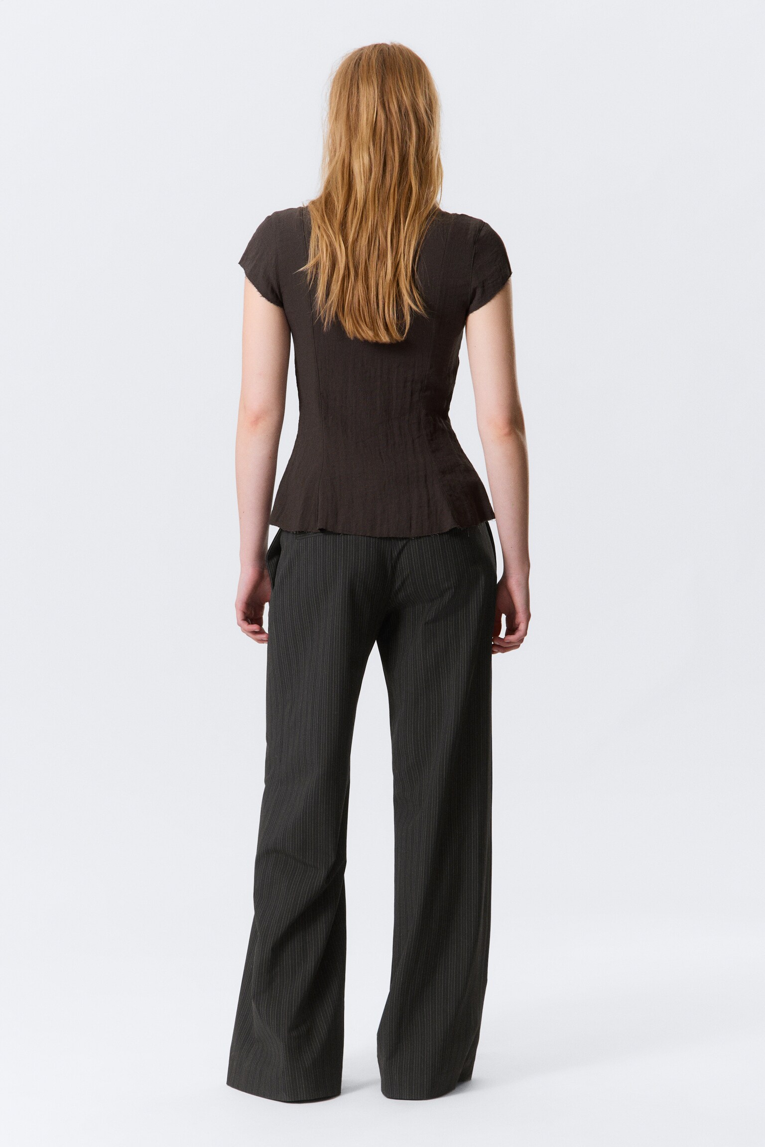 Low Flared Suit Trousers - Striped Black/Black - 5
