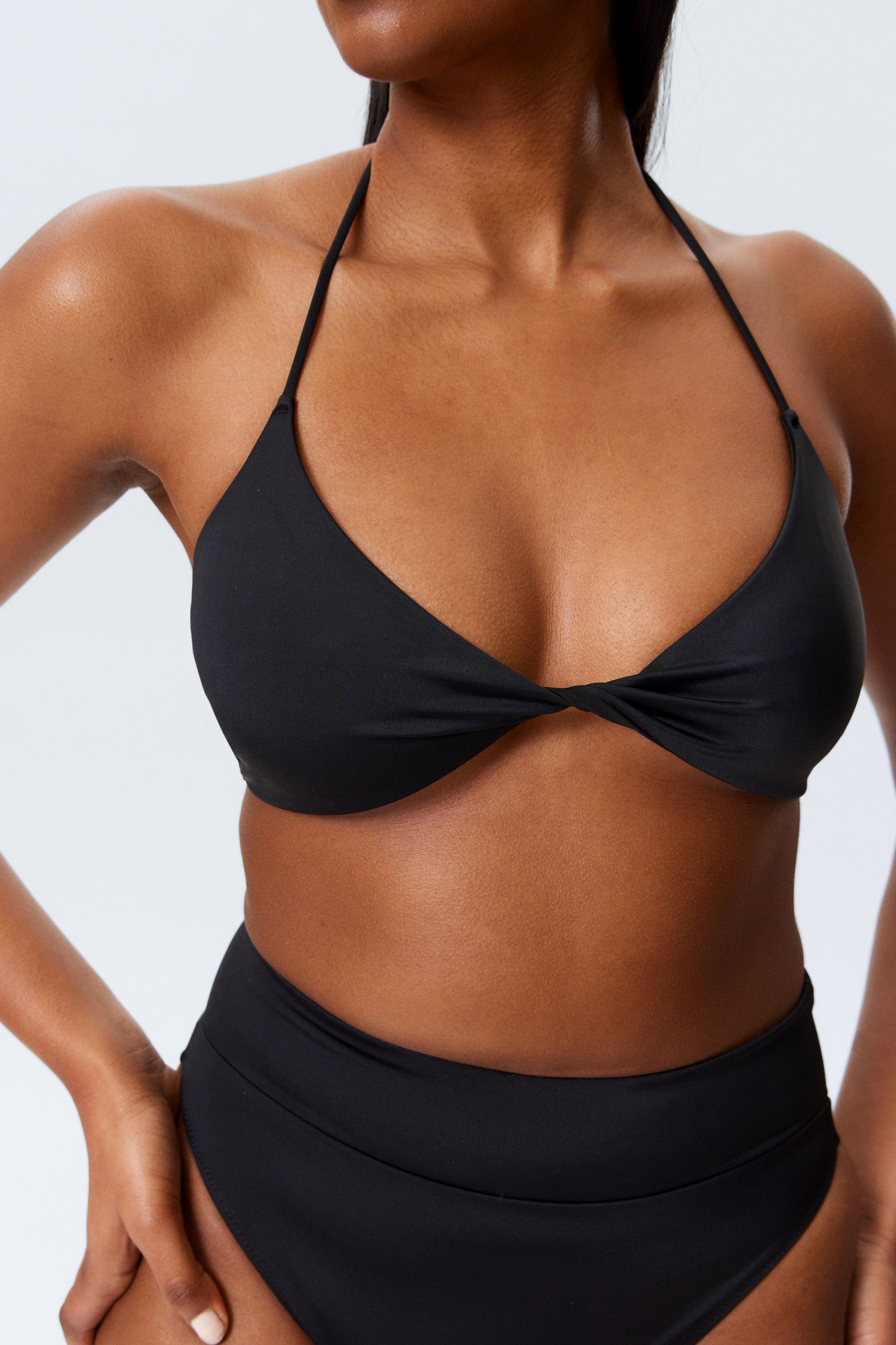 Schwarz - Neckholder Bikini-Oberteil - 2