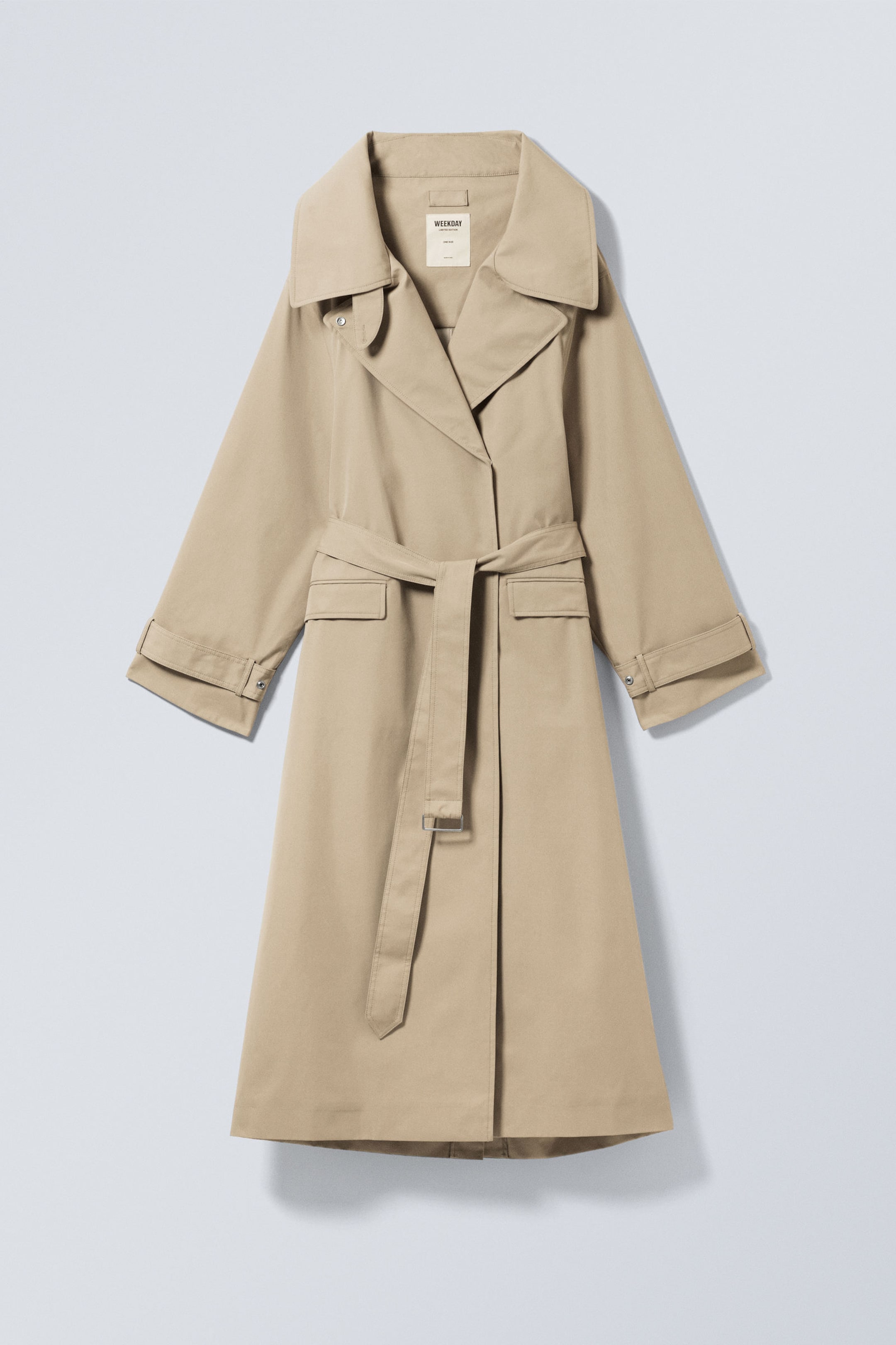 Beige - Oversized Double-Breasted Trench Coat - 6