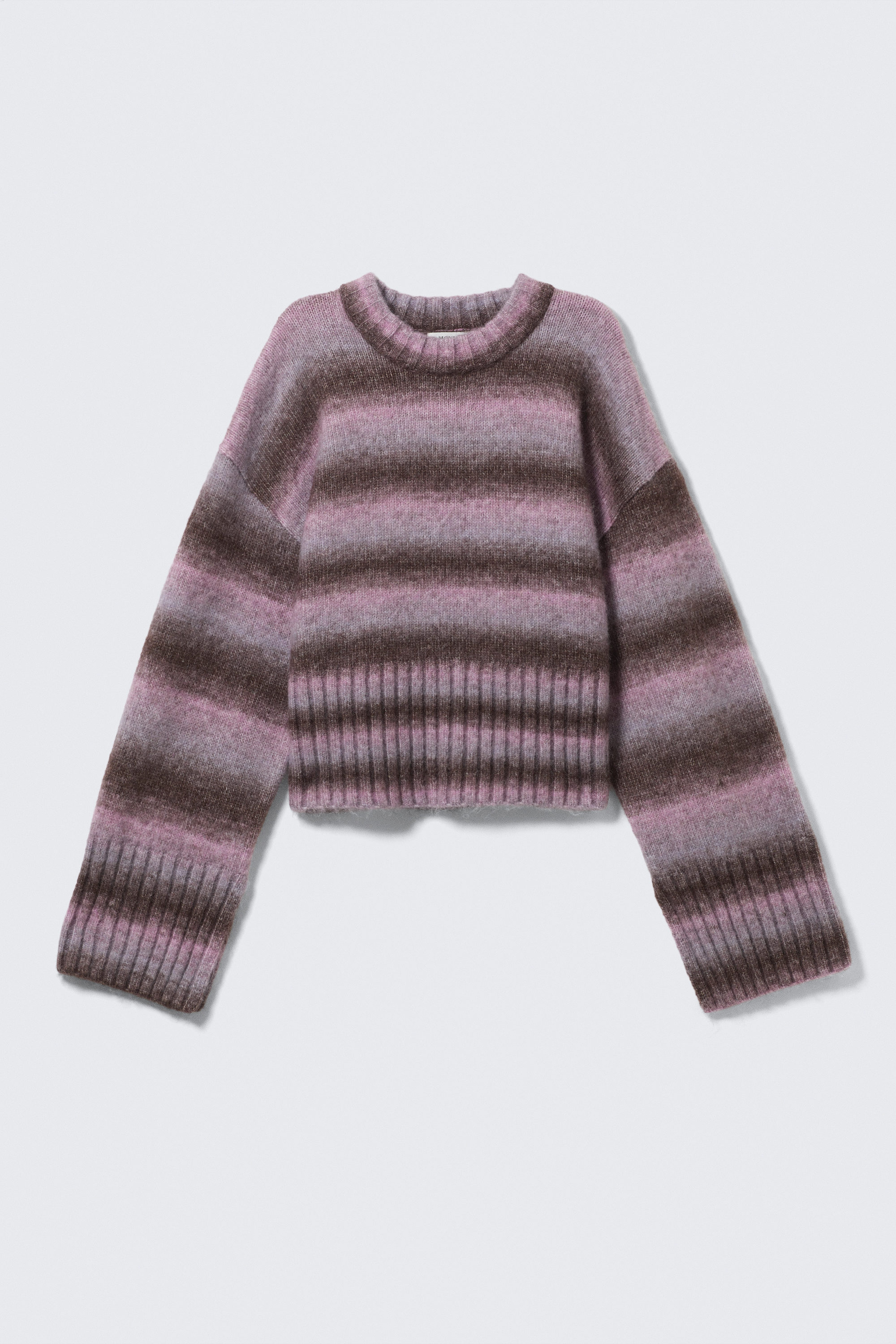 Rose rayé - Pull loose en maille - 5