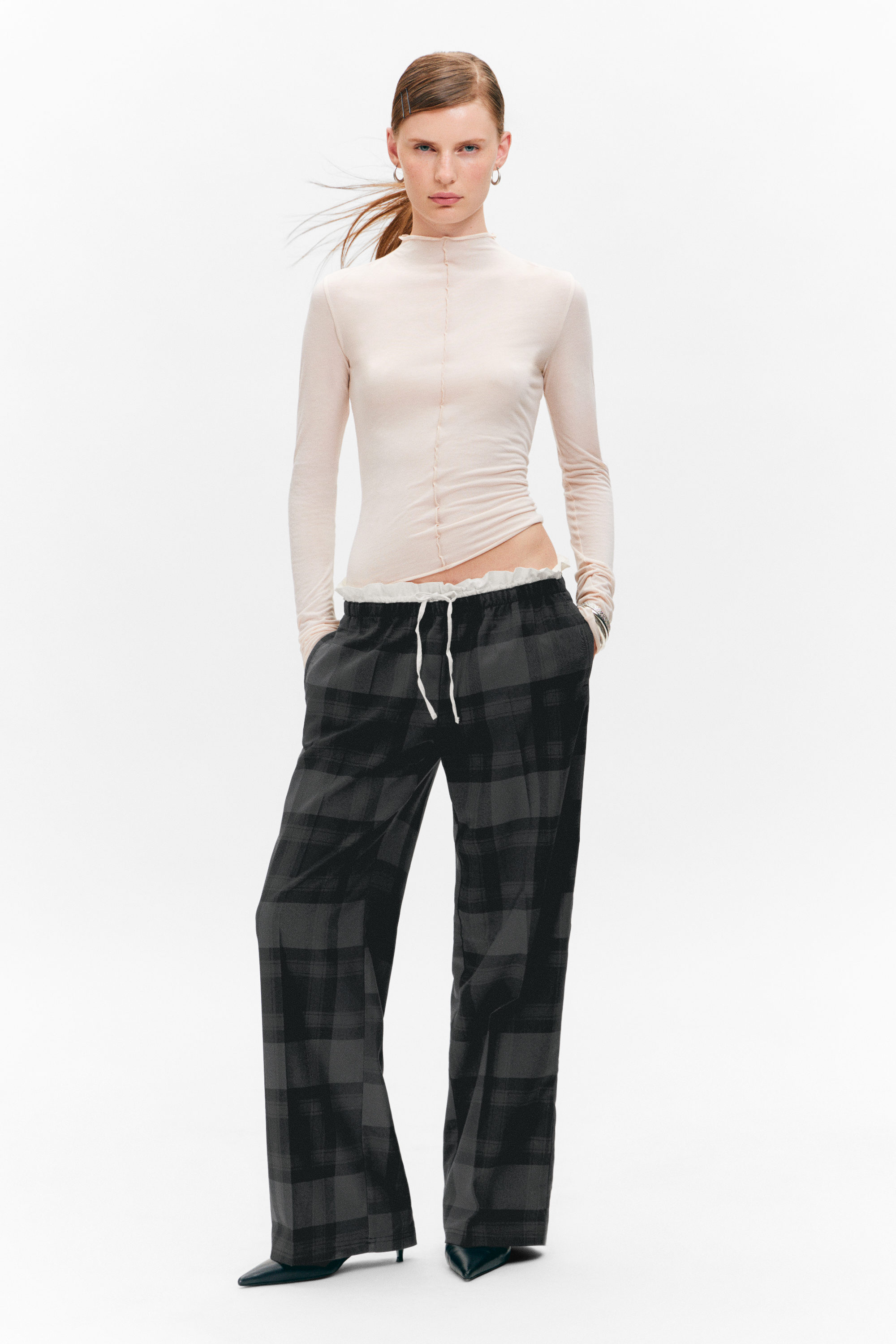 Dunkelgrau - Pull-On-Anzughose mit mittlerem Bund - 1