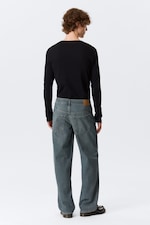 Blue One - Dark Blue - Sphere Low Rise Loose Straight Leg Jeans - 3