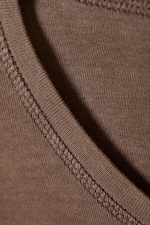 Washed Dark Brown - Cropped Printed Ribbed Cotton T-shirt - 1