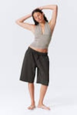 Dark Mole & White Stripes - Deep Halterneck Top - 2