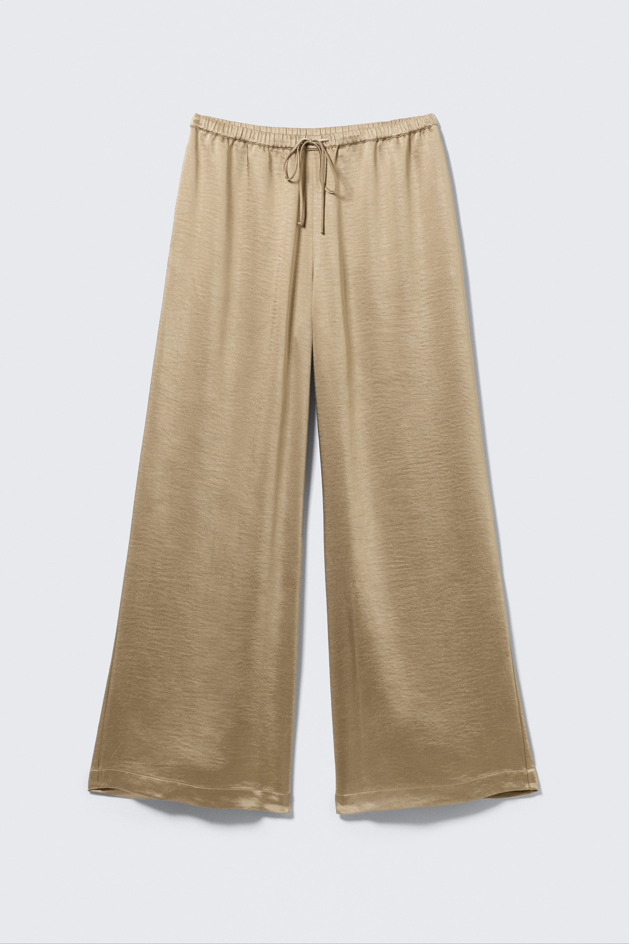 Beige - Pyjamahose aus gewaschenem Satin - 1