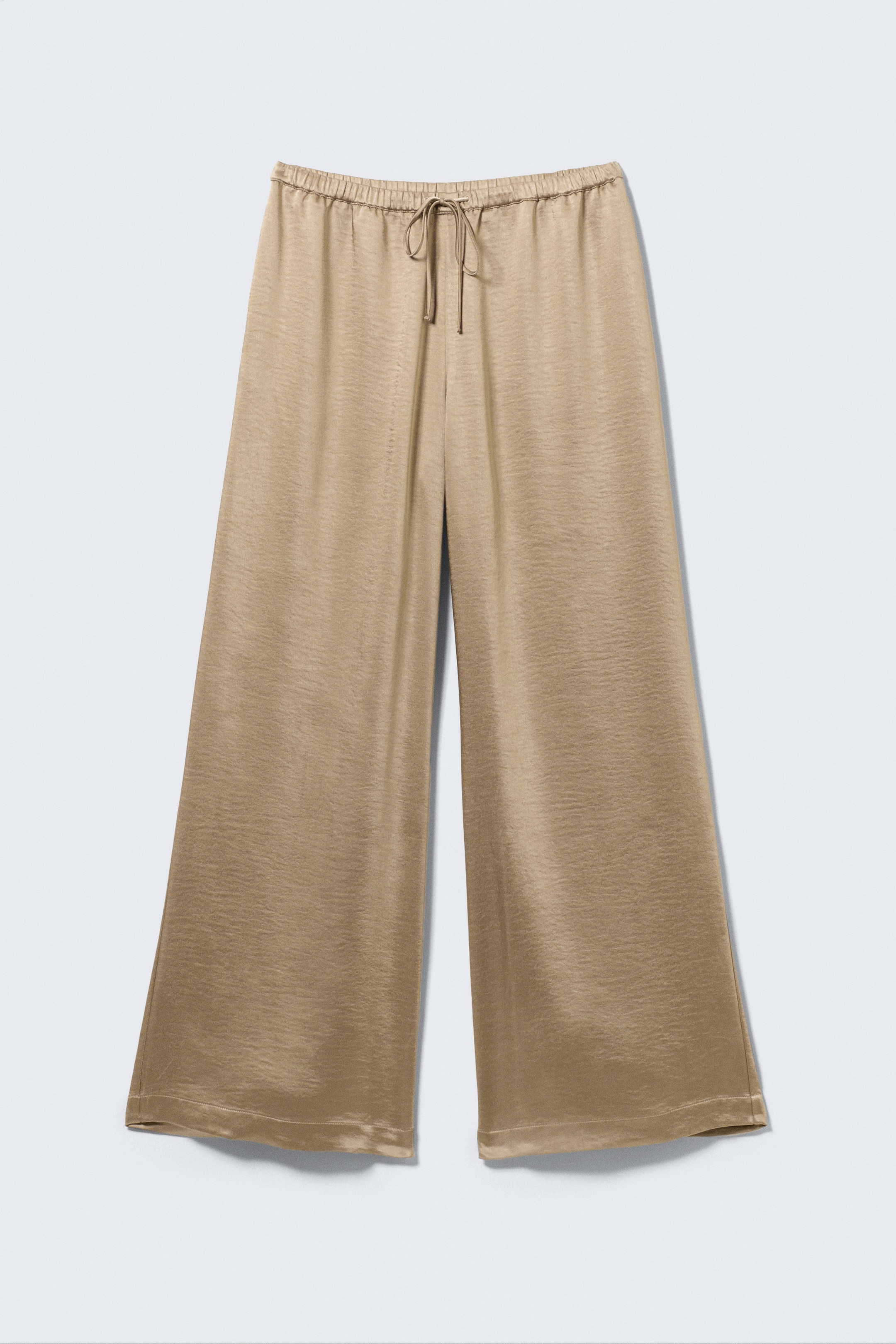 Beige - Pyjamahose aus gewaschenem Satin - 5