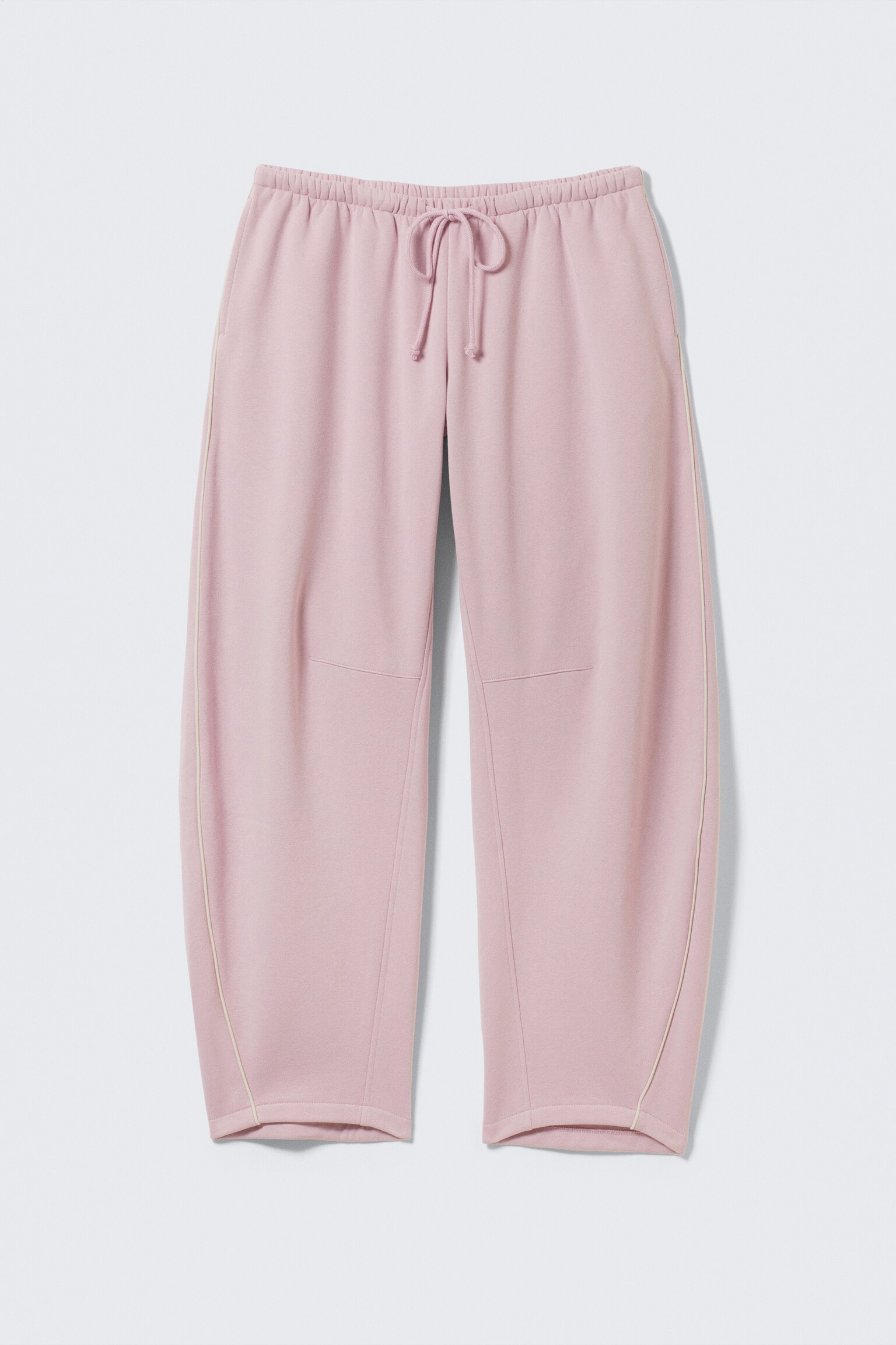 Low Rise Barrel Leg Sweatpants - Light Dusty Pink/Dark Brown - 2
