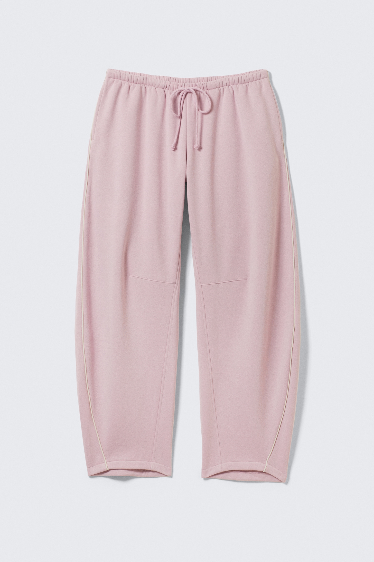 Low Rise Barrel Leg Sweatpants - Light Dusty Pink/Dark Brown - 2