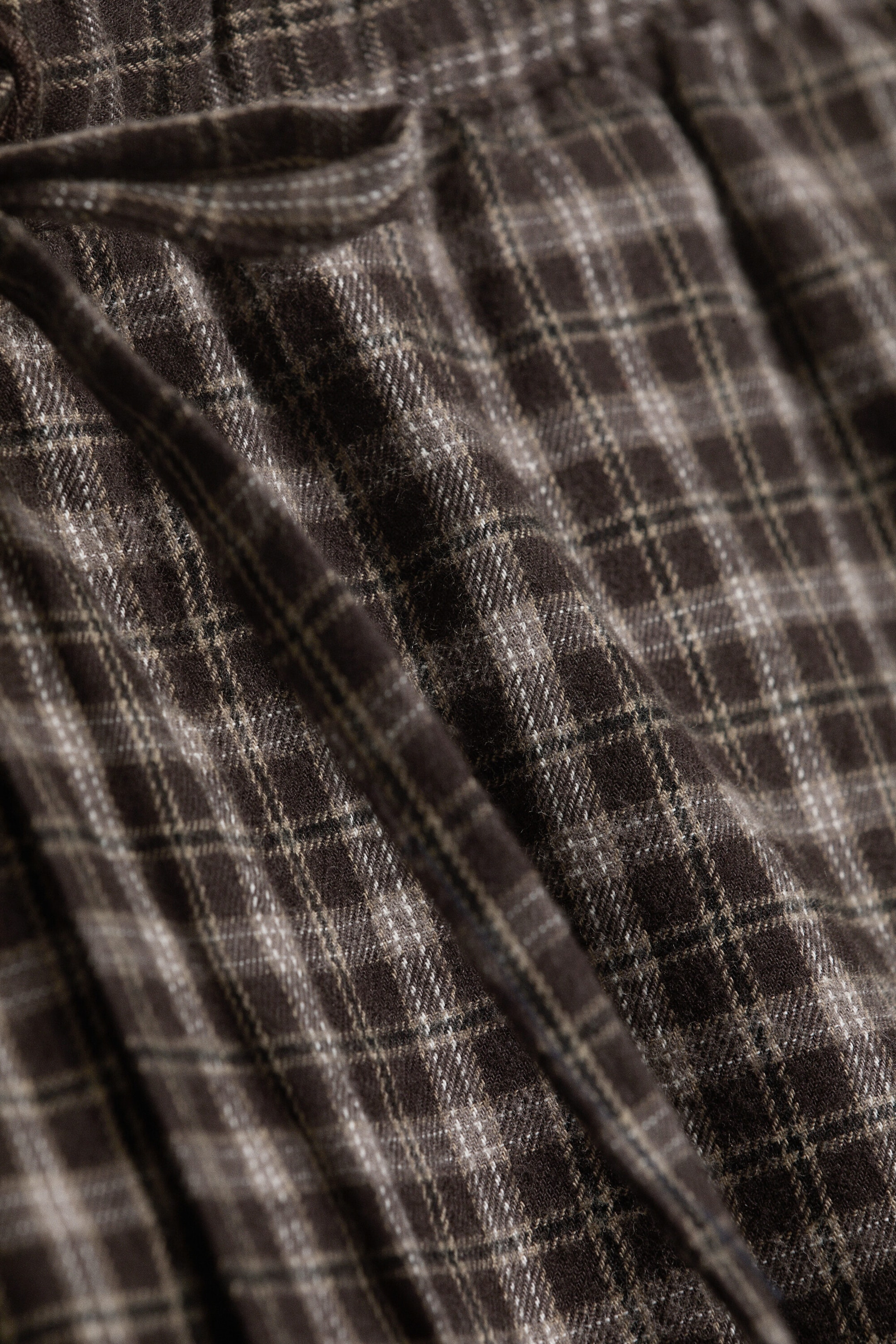 Checked Dark Brown - Relaxed Flannel Pyjama Trousers - 4