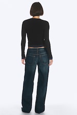 Rain Blue - Dark Blue - Ample Low Rise Loose Wide Jeans - 4