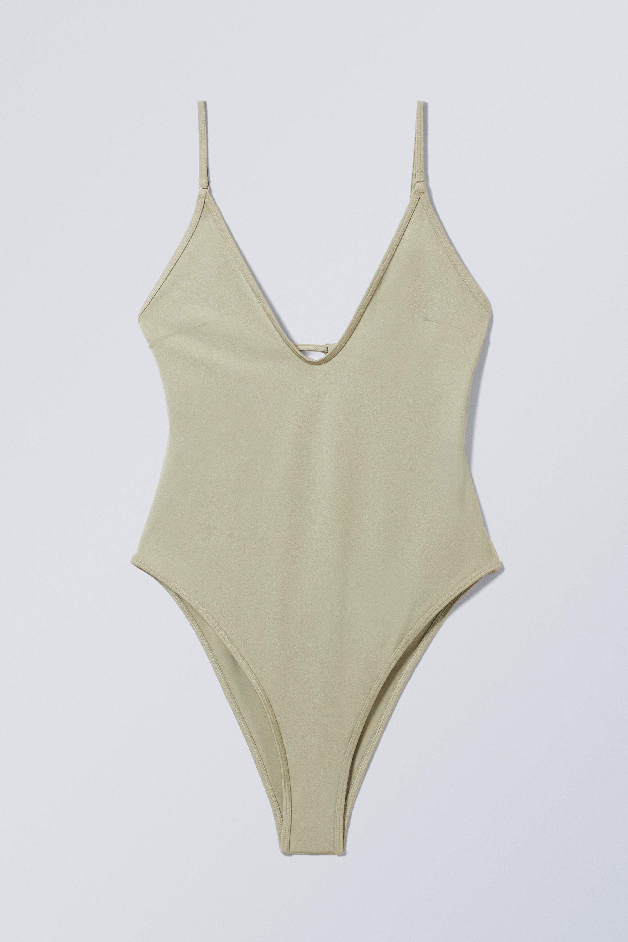 Light Khaki Green - Open Back Swimsuit - 0