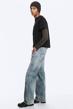 MC Blue - Medium Blue - Low-Rise Regular Straight Biker Jeans - 2