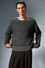 Verwaschenes Schwarz - Kastiger Oversized-Pullover in Washed-Optik - 0