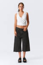 Washed Black - Galaxy Loose Twisted Denim Shorts - 4
