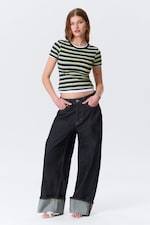 Navy/Green Stripe - Tight Mini T-shirt - 1