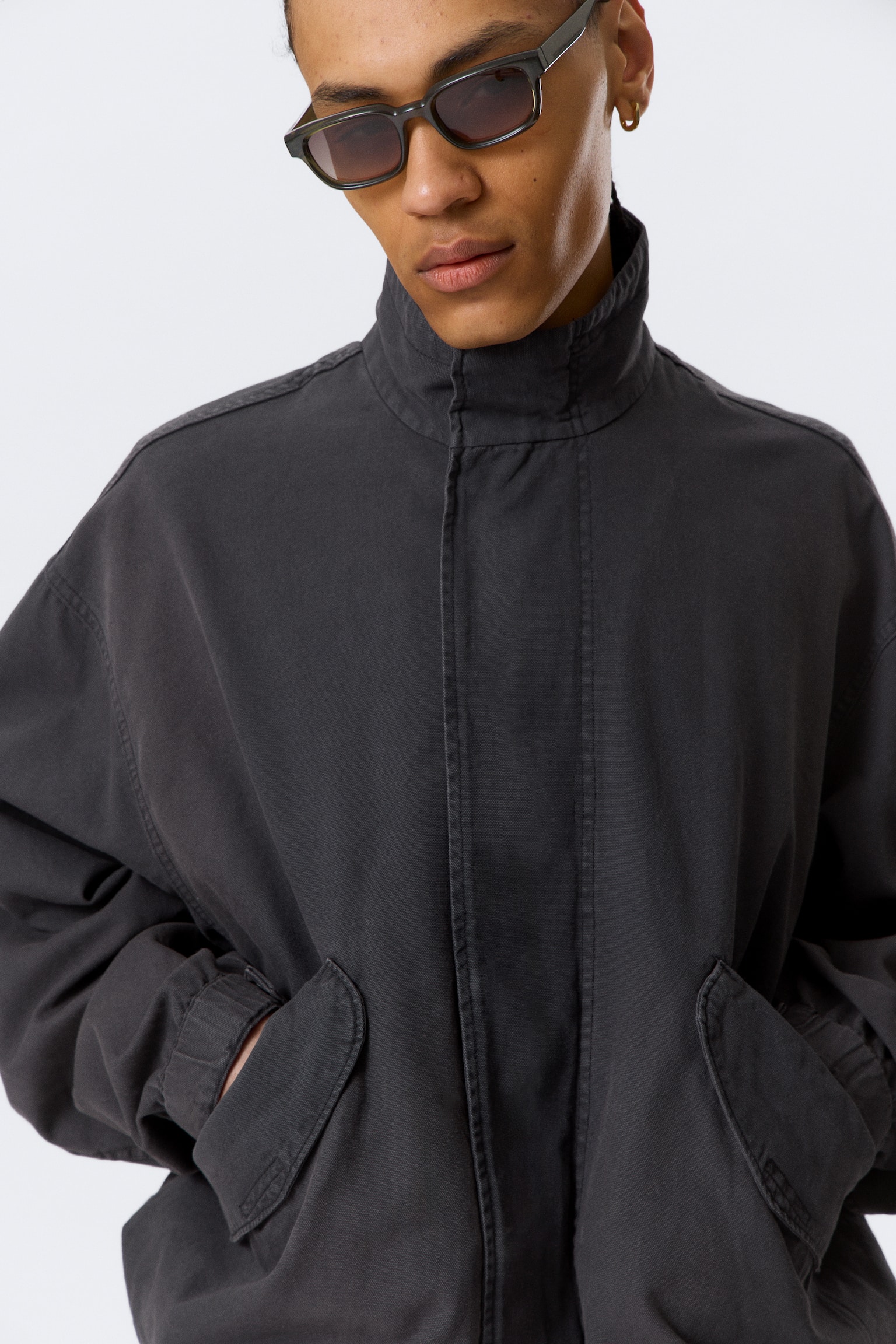 Kurtka z bawełnianego płótna Relaxed - Washed Black - 5