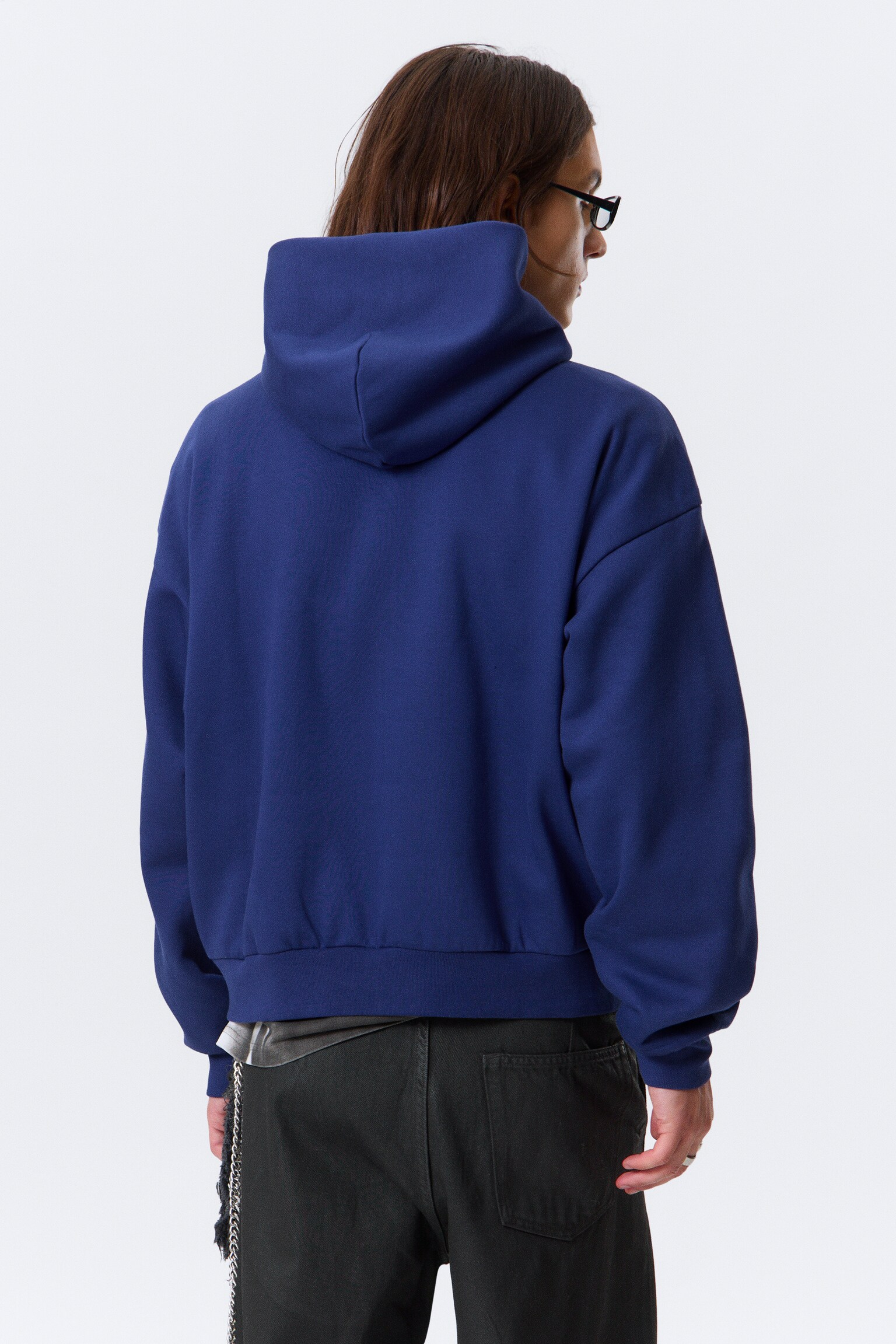 Loose Fit Hoodie - Dark Blue/Black/Grey Melange - 4
