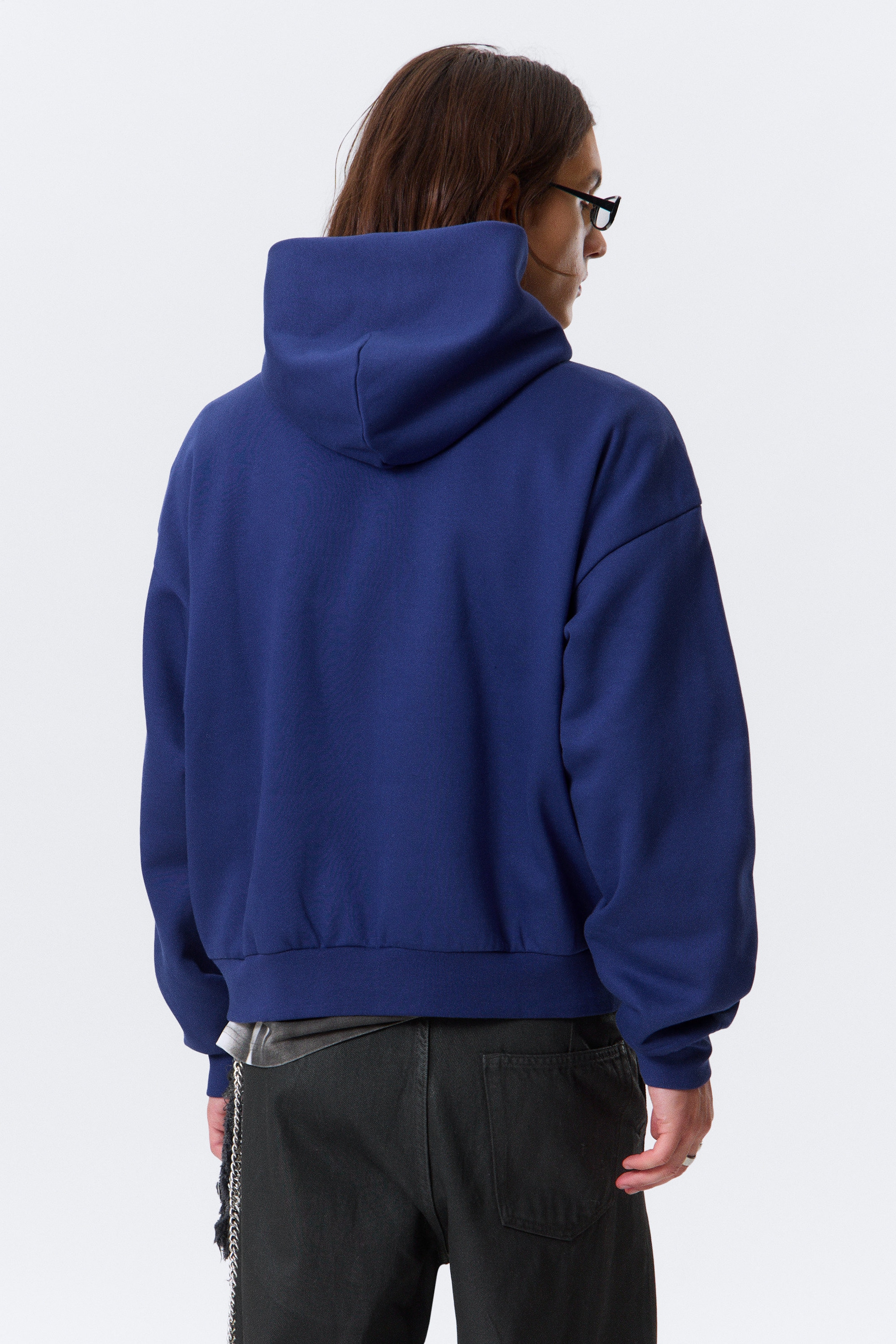 Bleu foncé - Sweat à capuche ample - 2