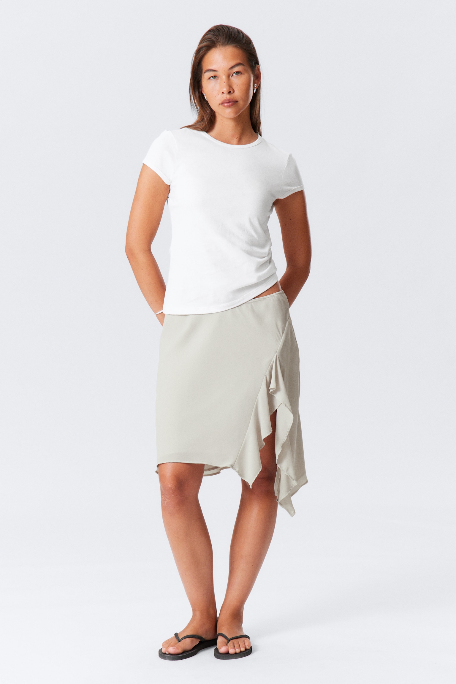 Layered Midi Skirt - Svetlá greige/Black - 1