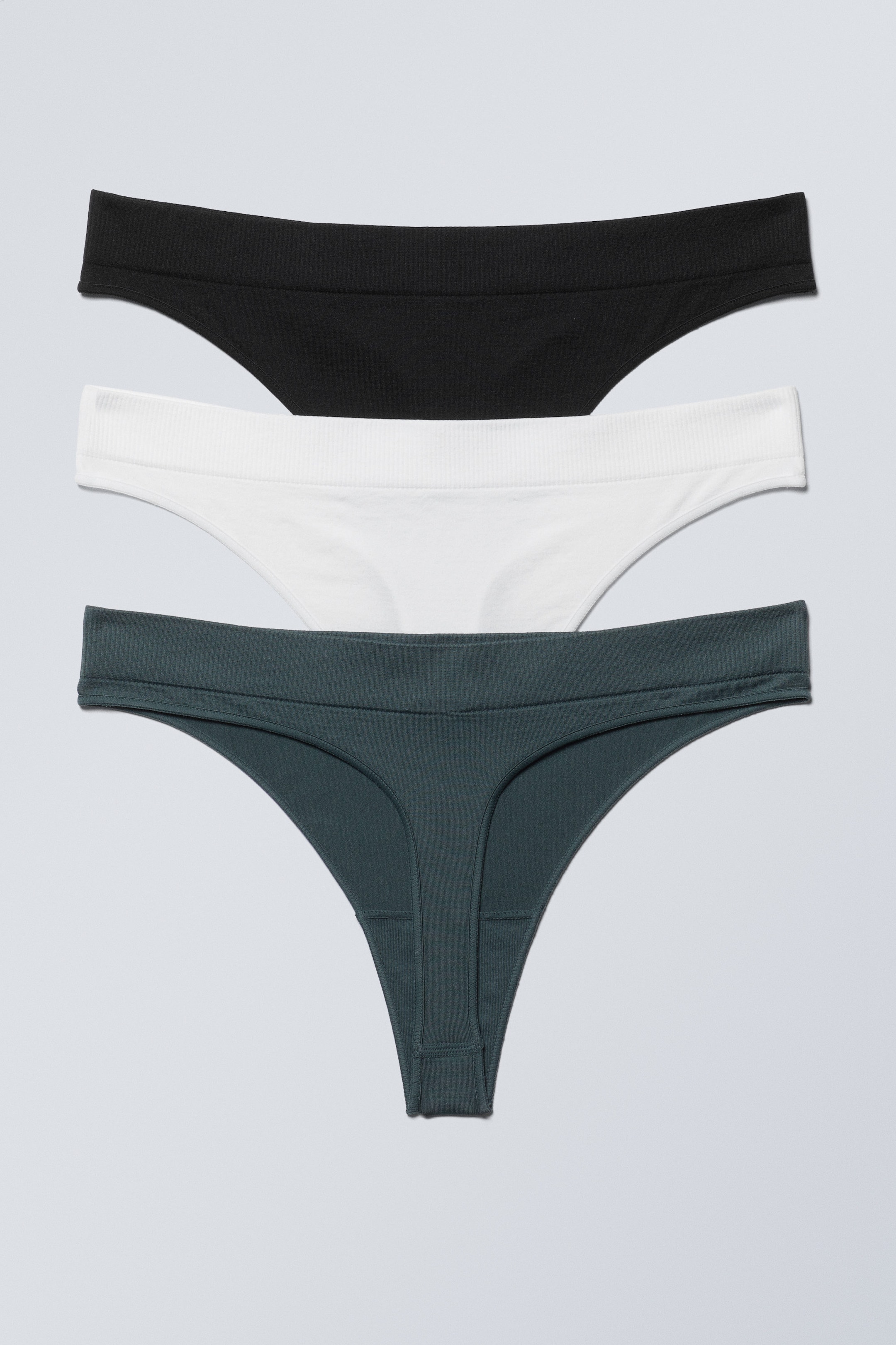 Dark Turquoise, White, Black - 3-pack Cat Soft Thong - 1