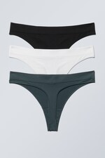 Dark Turquoise, White, Black - 3-pack Cat Soft Thong - 1