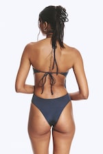 Bleu foncé - Maillot de bain dos nu à nouer - 1