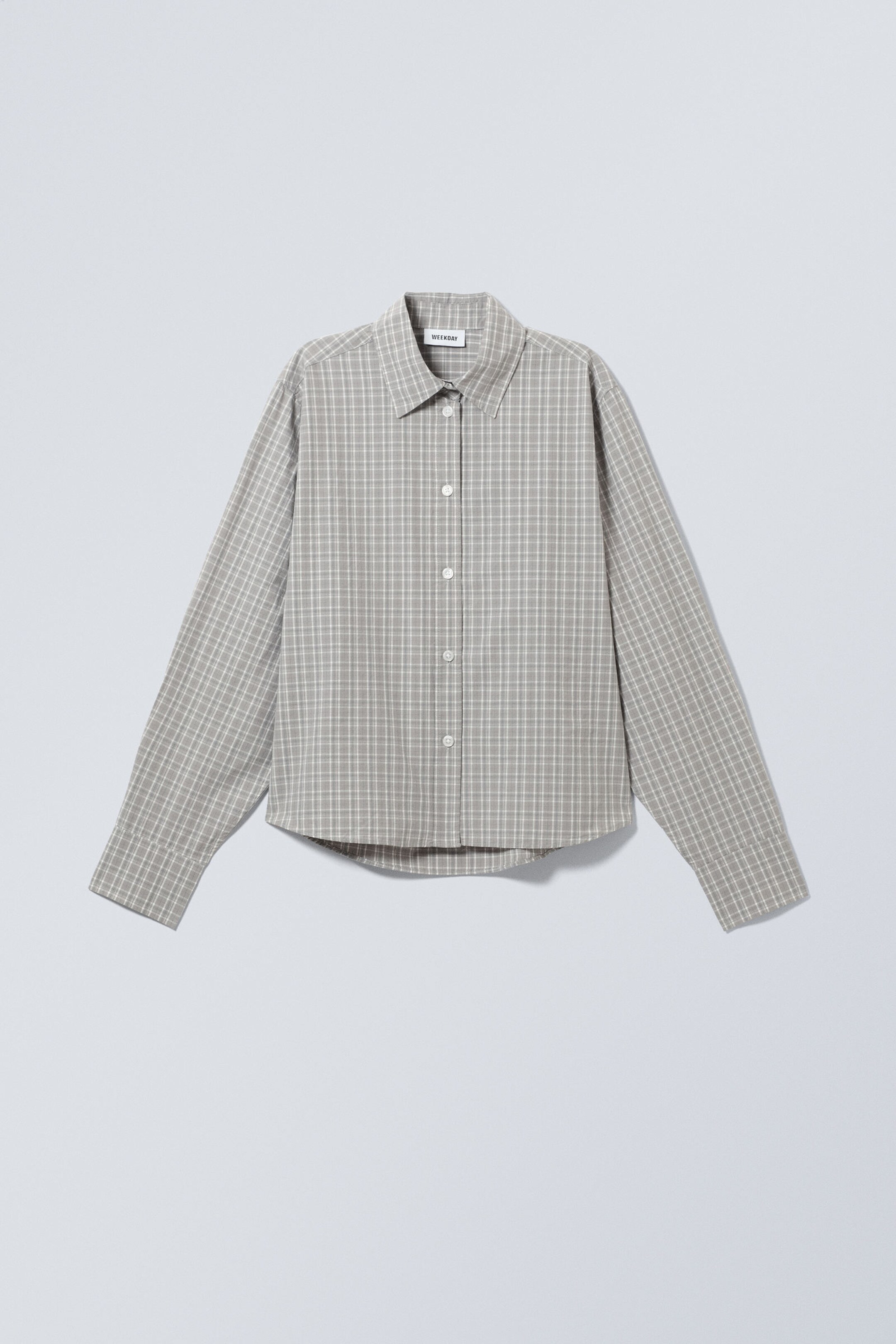 Light Grey Check - Checked Oversized Poplin Shirt - 0