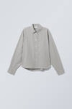 Light Grey Check - Checked Oversized Poplin Shirt - 0