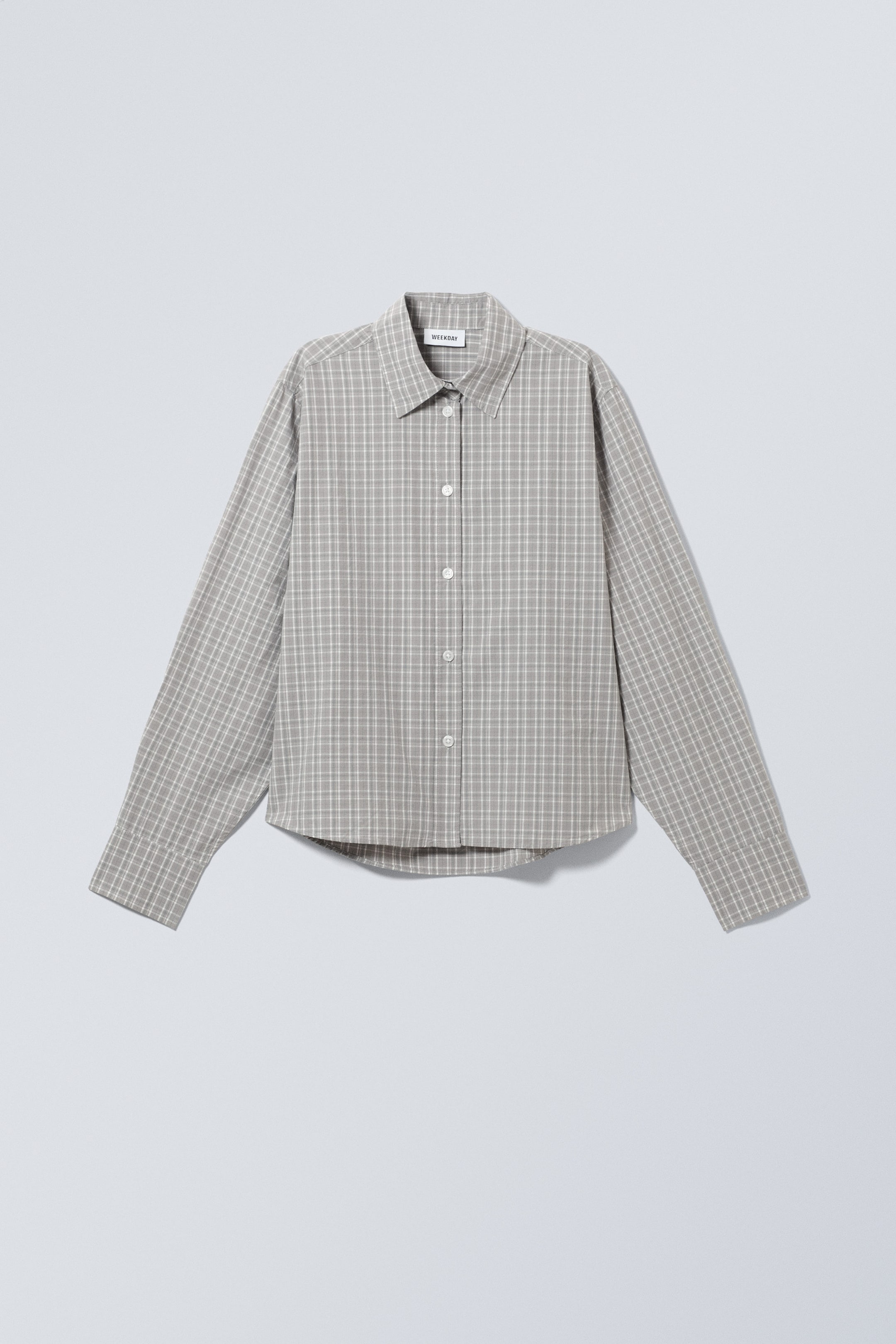 Light Grey Check - Checked Oversized Poplin Shirt - 0