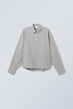 Light Grey Check - Checked Oversized Poplin Shirt - 0