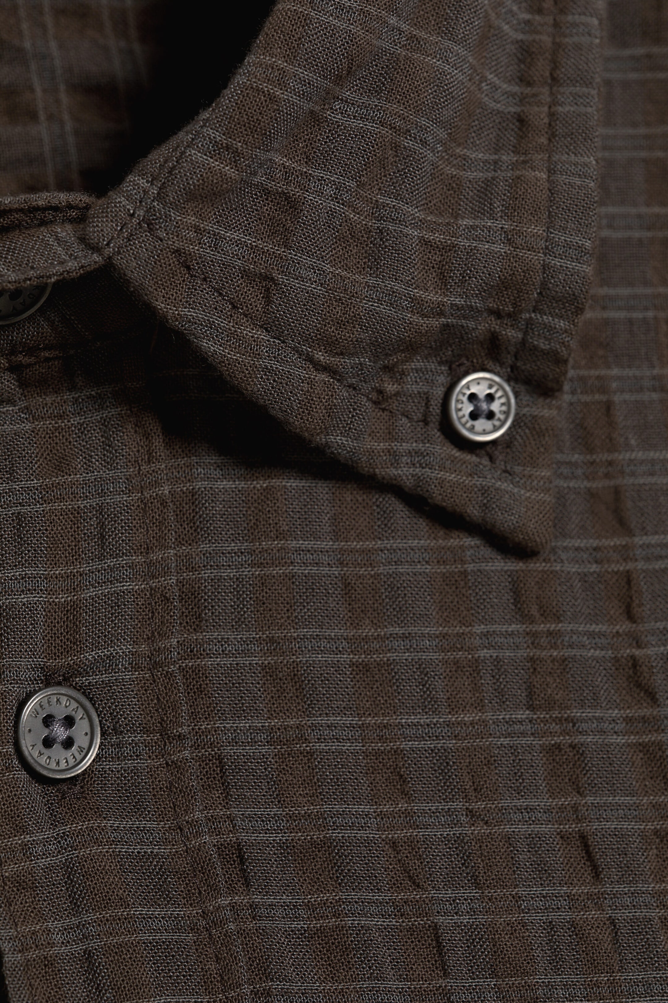 Checked Dark Brown - Boxy Structured Shirt - 4