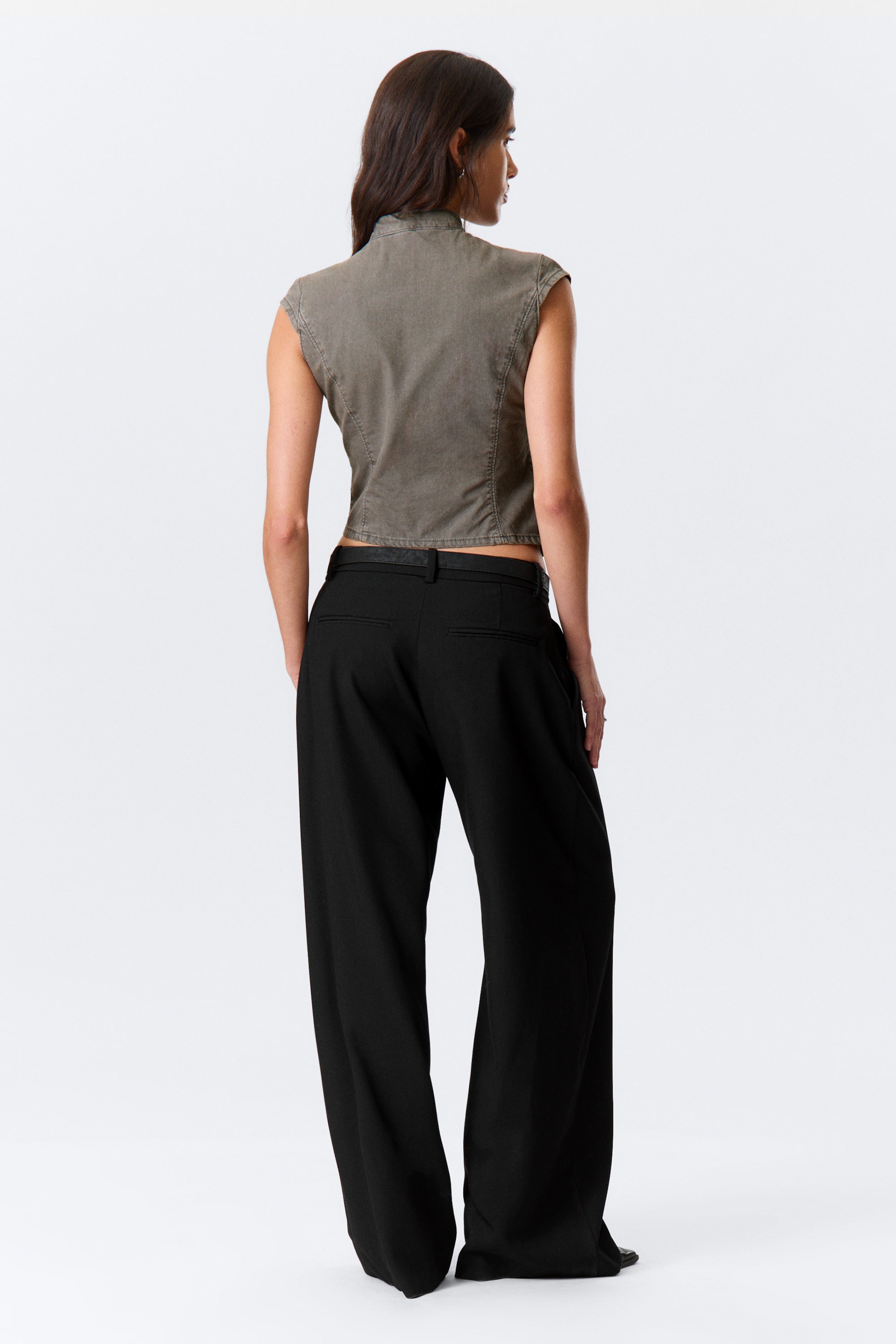 Grey - Structured Asymmetric Cotton Top - 3
